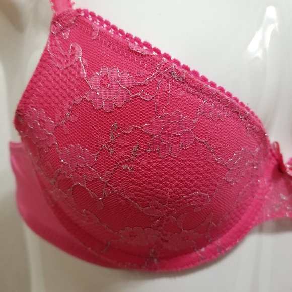 Xhilaration bra 34A Push-Up metallic floral lace sheer wings j hook convertible - Picture 6 of 14